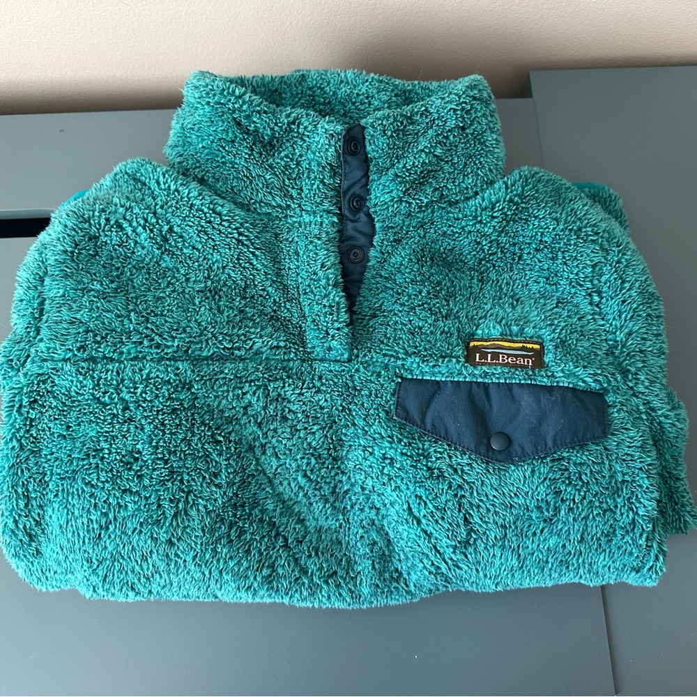 L.L. Bean Teal Fleece Pullover